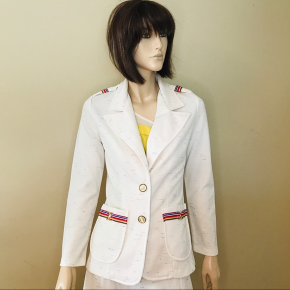 Vintage Career Suit! White and Rainbow Detail - Picture 7 of 16